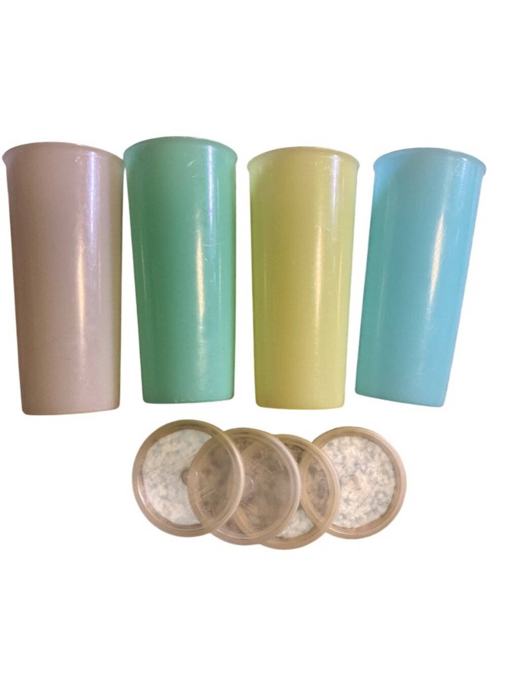 Tupperware Plastic Glasses With Lids Stackable Design Vintage - Picture 2 of 13